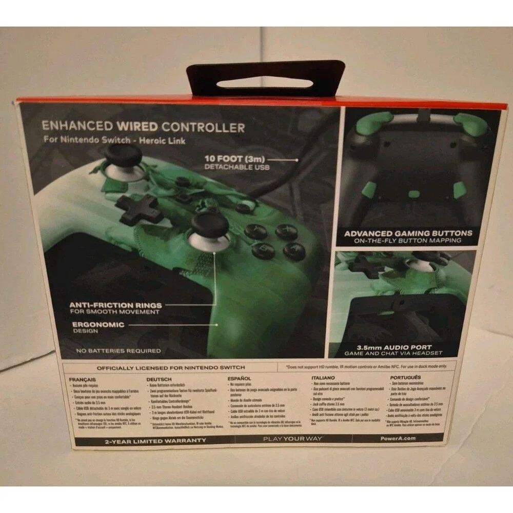PowerA 1516984-01 Nintendo Switch Wired Controller Heroic Link Edition NEW Green